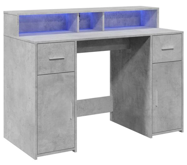 VidaXL LED-es Íróasztal - 120x55x91 cm - Betonszürke