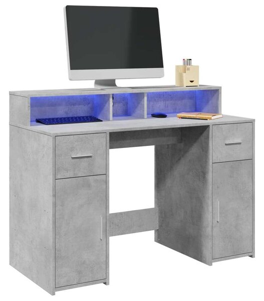 VidaXL LED-es Íróasztal - 120x55x91 cm - Betonszürke