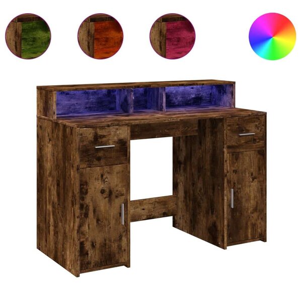VidaXL Íróasztal - Füstös Tölgy - LED - 120x55x91 cm