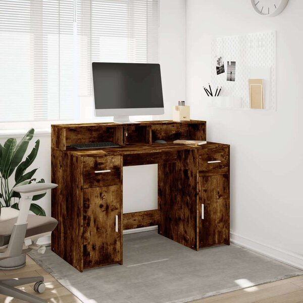 VidaXL Íróasztal - Füstös Tölgy - LED - 120x55x91 cm