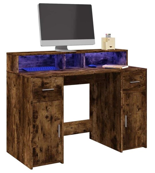 VidaXL Íróasztal - Füstös Tölgy - LED - 120x55x91 cm