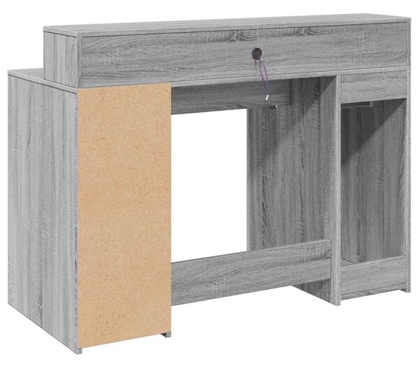 VidaXL LED-es Íróasztal - Sonoma Szürke - 120x55x91 cm