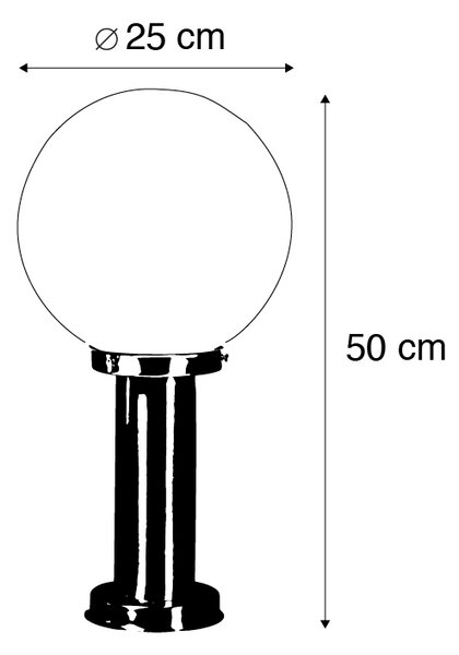 Kültéri lámpa acél 50 cm rozsdamentes acél - Sfera földelő tüskével és kábelhüvellyel