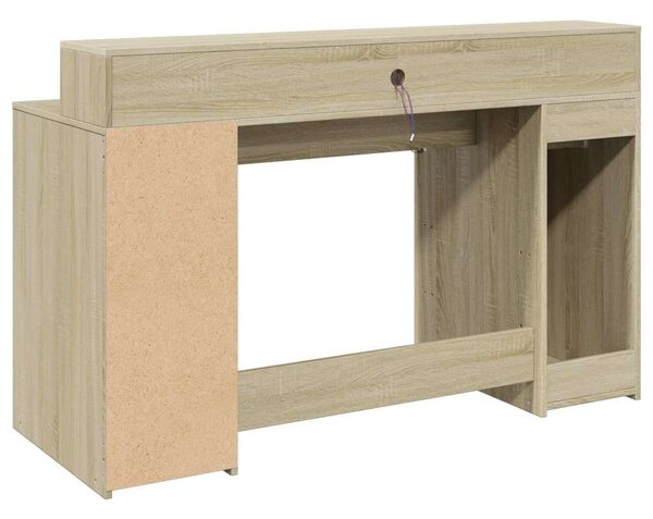 VidaXL Íróasztal LED-del - Sonoma Tölgy - 140x55x91 cm