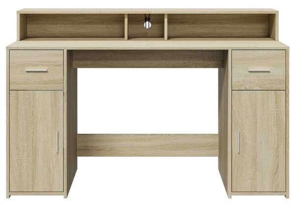 VidaXL Íróasztal LED-del - Sonoma Tölgy - 140x55x91 cm