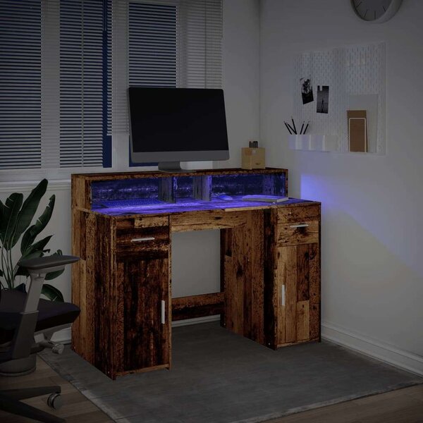 VidaXL Antik Fa Íróasztal LED-del - 120x55x91 cm