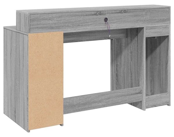 VidaXL LED Íróasztal - Sonoma Szürke - 140x55x91 cm