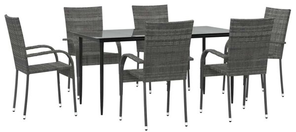 7-részes szürke polyrattan kerti étkezőgarnitúra