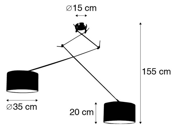 Acél lógólámpa árnyékolóval 35 cm fehér állítható 2 lámpás - Blitz