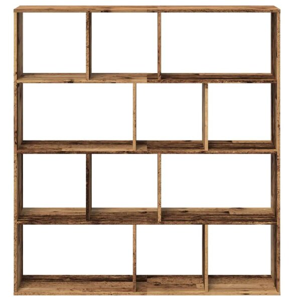 Vidaxl Antik Fa Könyvespolc - 12 Rekesz - 132x29x141,5cm
