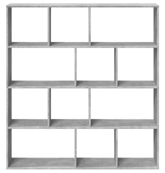 Fa Könyvespolc - 12 Rekesz - Beton Szürke - 132cm