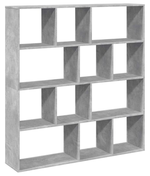 Fa Könyvespolc - 12 Rekesz - Beton Szürke - 132cm