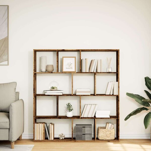 Vidaxl Antik Fa Könyvespolc - 12 Rekesz - 132x29x141,5cm