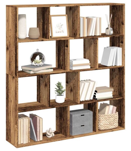 Vidaxl Antik Fa Könyvespolc - 12 Rekesz - 132x29x141,5cm