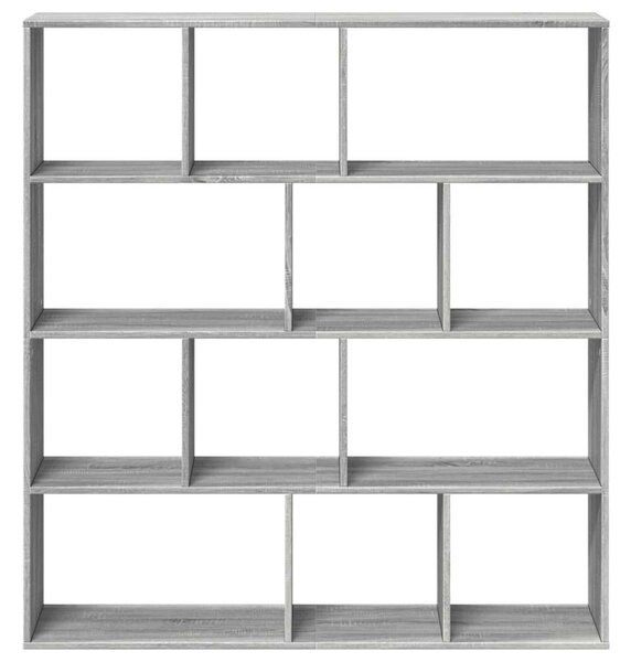 VidaXL Fa Könyvespolc - 12 Rekeszes - Szürke Sonoma - 132x29x141,5cm