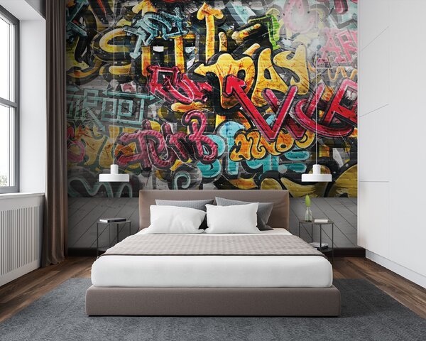 Fotótapéta Graffitivel borított fal, Designer fali fotótapéta, Népszerű fotótapéta, u56045 - Tapeko.hu