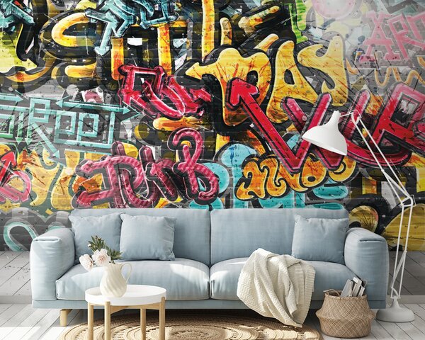Fotótapéta Graffitivel borított fal, Designer fali fotótapéta, Népszerű fotótapéta, u56045 - Tapeko.hu