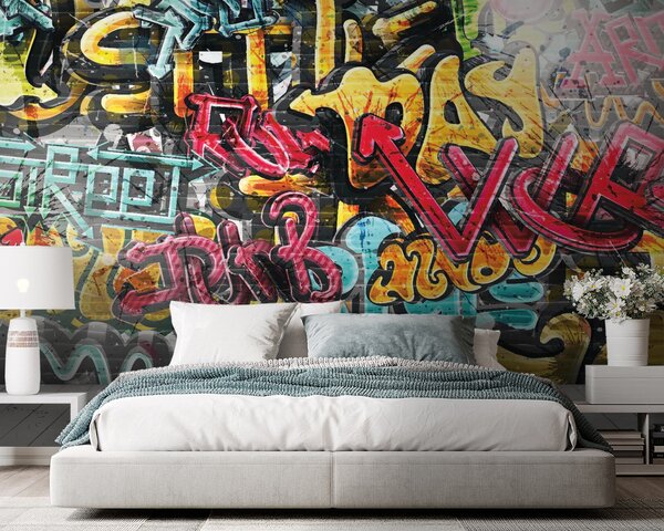 Fotótapéta Graffitivel borított fal, Designer fali fotótapéta, Népszerű fotótapéta, u56045 - Tapeko.hu