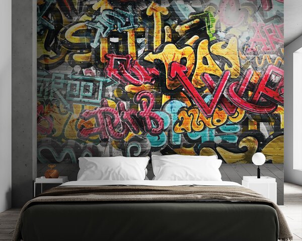Fotótapéta Graffitivel borított fal, Designer fali fotótapéta, Népszerű fotótapéta, u56045 - Tapeko.hu