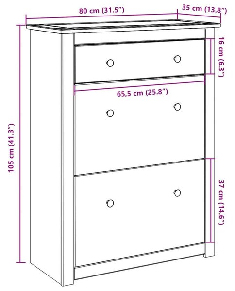 VidaXL Cipőtároló Szekrény - Fa - 80x35x105 cm