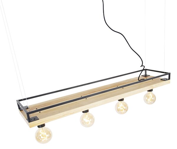 Ipari lógólámpa fekete fával 4-lámpás - Shelf