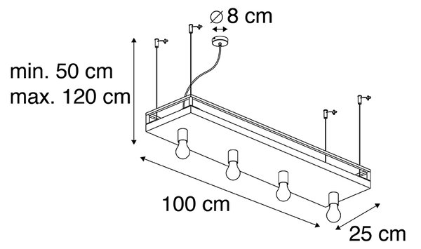 Ipari lógólámpa fekete fával 4-lámpás - Shelf