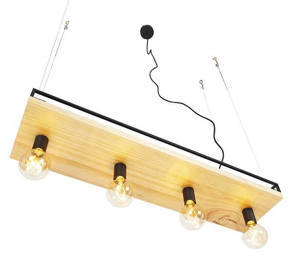 Ipari lógólámpa fekete fával 4-lámpás - Shelf