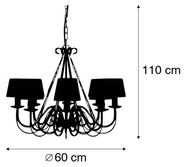 Krémszínű 60 cm-es csillár taupe színű lámpabúrákkal - Giuseppe 8