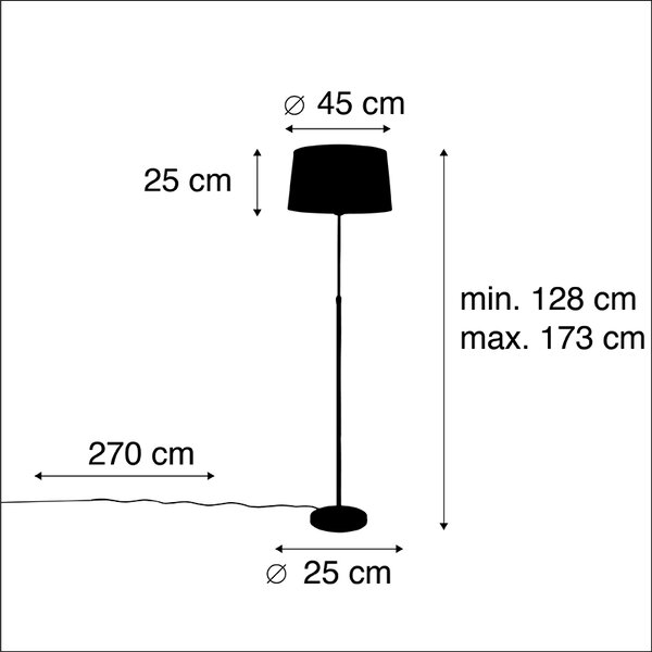 Állólámpa fekete sötétszürke vászonbúrával 45 cm - Parte