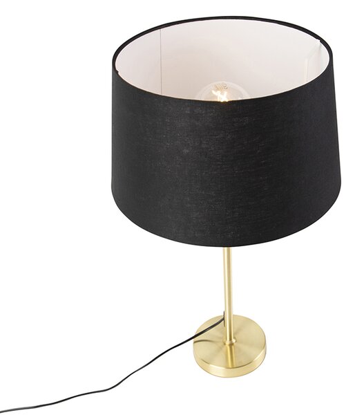 Asztali lámpa arany/bronz fekete vászon árnyékolóval 35 cm - Parte