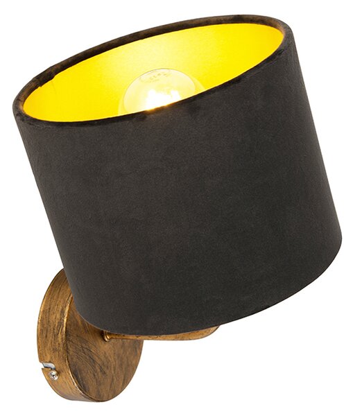 Vintage fali lámpa arany színben fekete bársony árnyékolóval - Matt