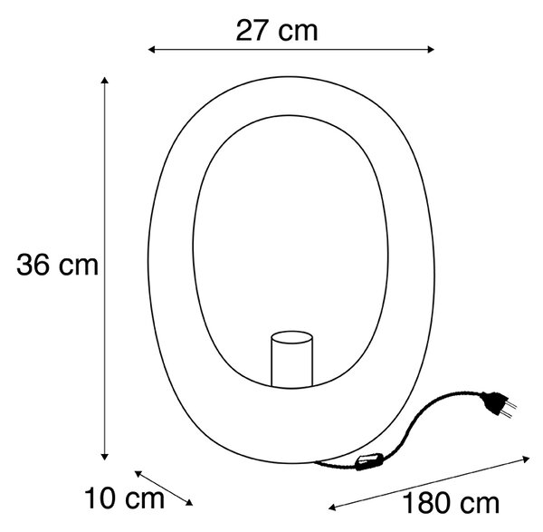 Design asztali lámpa fekete aranyszínű belsővel 36 cm - Cova