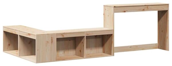 VidaXL Tömörfenyőfa Éjjeliszekrény Íróasztallal - 222x107x75 cm
