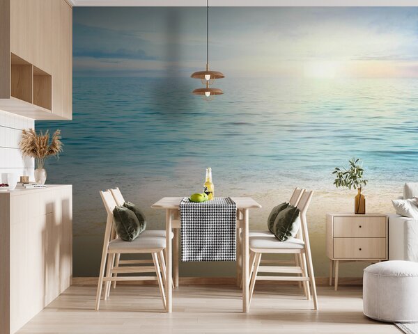 Fotótapéta Homokos strand kék vízzel és kék éggel, Tenger fotótapéta, Népszerű fotótapéta, u57176 - Tapeko.hu