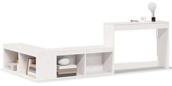 VidaXL Fehér Fenyőfa Éjjeliszekrény Íróasztallal - 232x112x75 cm