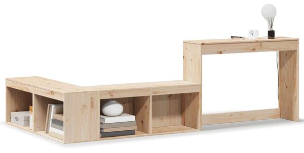 VidaXL Tömörfenyőfa Éjjeliszekrény Íróasztallal - 222x107x75 cm