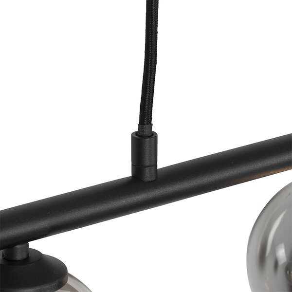 Modern fekete függőlámpa 100 cm 5-lámpás füstüveggel - Athén