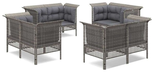 VidaXL Polyrattan Kerti Ülőgarnitúra - 8 Részes - Szürke