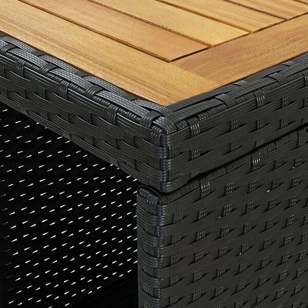 Bárasztal - Fekete Polyrattan - Tárolóval - 120x60x110cm