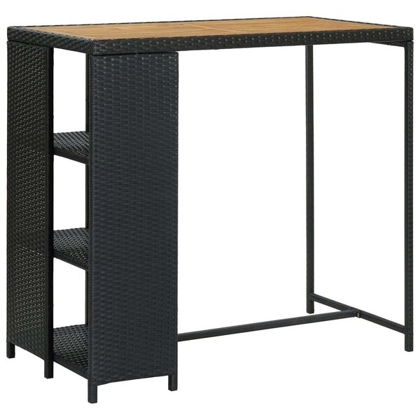 Bárasztal - Fekete Polyrattan - Tárolóval - 120x60x110cm