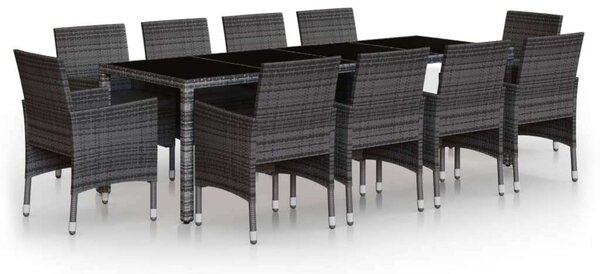 Polyrattan Kerti Étkezőgarnitúra - 11 részes - Szürke
