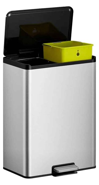 Lépcsős szemetes, EKO, Essential Recycler Bin, 20+20 liter, 2 rekesz, rozsdamentes acél