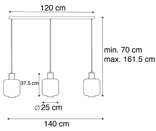 Design lógólámpa fekete füstüveggel 3-lámpás 161,5 cm - Qara