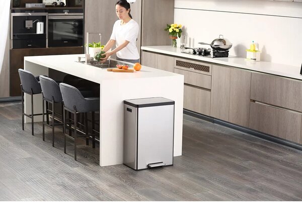 Lépcsős szemeteskosár, EKO, Ecocasa II Step, 45 liter, 1 rekesz, rozsdamentes acél