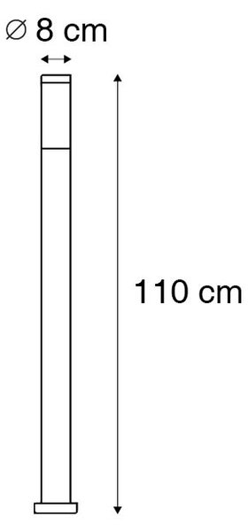 Kültéri lámpaoszlop acél 110 cm IP44 - Rox talajtűvel és kábelátvezetővel