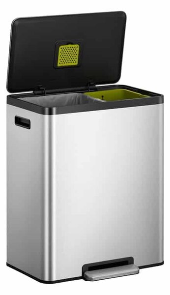 Lépcsős szemetes, EKO, Ecocasa II Recycling, 30+30 liter, 2 rekesz, rozsdamentes acél