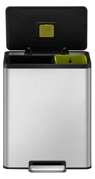 Lépcsős szemetes, EKO, Ecocasa II Recycling, 30+30 liter, 2 rekesz, rozsdamentes acél