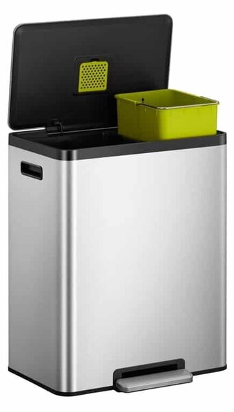 Lépcsős szemetes, EKO, Ecocasa II Recycling, 30+30 liter, 2 rekesz, rozsdamentes acél