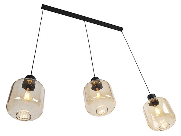Design lógólámpa fekete borostyánüveggel, 3 lámpás, 161,5 cm - Qara