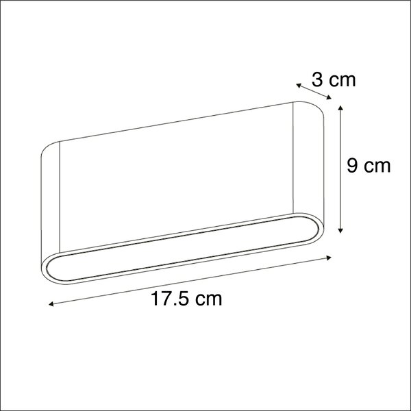 Sötétszürke kültéri fali lámpa 17,5 cm LED-del IP65 - Batt